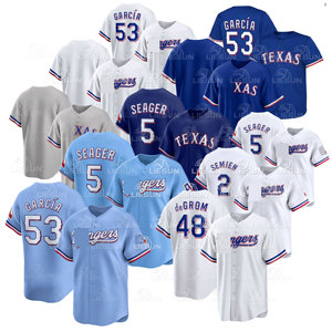 Nouveau Maillot de Baseball Homme 2026 de Qualité Supérieure, Style Texas, Brodé, Taille 5 # Seager <span class=keywords><strong>53</strong></span> # Garcia 48 # deGrom 2 # Maillot de joueur Semien Home Limited - Product Image 1