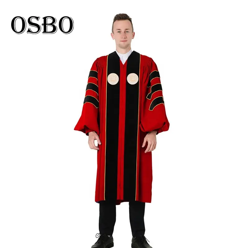 2019 novo Design Personalizado de Alta Qualidade vestidos de Vermelho Com preto Faculdade Graduação bacharel Universidade de Doutorado com seu logotipo