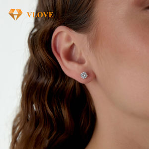 <span class=keywords><strong>VLOVE</strong></span> Nuevos Aretes de Oro con Cuatro Puntas, 14K, Diamante Redondo de 1CT Cultivado en Laboratorio, Joyería Clásica de Compromiso Geométrica para Mujer - Product Image 5