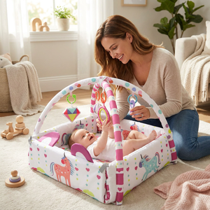 <span class=keywords><strong>Tapis</strong></span> de jeu licorne rêveuse pour nouveau-né avec piscine à balles, parc de jeu sécurisé pour tout-petits, enclos respirant avec murs de protection en maille, cadeau pour bébé - Product Image 2