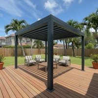 Pergola en aluminium moderne à toit à lamelles bioclimatique, écologique, durable, résistante au vent, isolée, imperméable, pour jardin