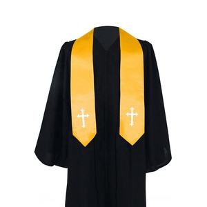 Personalizar barato Venta caliente de alta calidad de Oro liso graduación estola o faja para graduación - Product Image 2