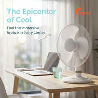 Ventilateur de table durable de 16 pouces, moteur en cuivre pur de 45 W, bouton poussoir, oscillation à 90 degrés, débit d'air élevé, ventilateur de table électrique pour la maison et le bureau