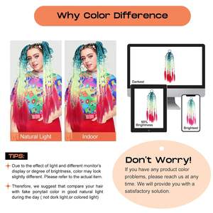 Extensiones de Cabello de Colores, Cola de Caballo Trenzada con Burbujas Ombre con Coletero, 24 Pulgadas, Accesorios para el Cabello para Niñas - Product Image 6