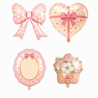 Ballons en aluminium mignons, couleur rose, en forme de cœur, fleur, miroir, nœud, ballons personnalisés pour décorer les fêtes d'anniversaire des filles, fournisseur