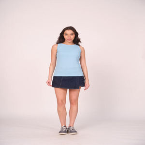 <b>Women</b> Summer Casual Tank Top Classic <b>Sleeveless</b> Soft Cotton Round Neckline Wide Shoulder Straps Everyday Wear <b>Shirt</b> - Product Image 2