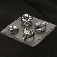 Großhandel Europäische und Amerikanische Vintage Herrenringe Zahn-Totenkopf-Form Edelstahlringe