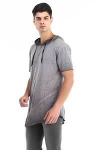 <b>Men's</b> Slim Fit Solid Denim Cotton <b>Short</b> <b>Sleeve</b> Pullover <b>Hoodie</b> Casual Sport Top for Autumn Season - Product Image 2