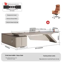 Grand bureau et chaise de direction de luxe moderne, bureau de direction de luxe par Big Boss, design moderne, mobilier de bureau à domicile