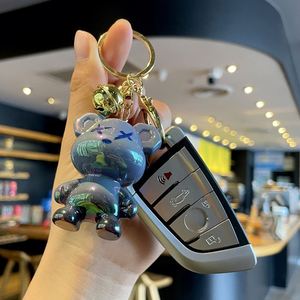 Hot-selling 3D <b>Cute</b> Colorful Cartoon Fluid <b>Bear</b> Keychains Car Key Chain Bags Pendants Cool Keyring Holder Gifts - Product Image 3