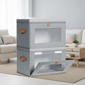 Clothing Organizer Storage <b>Box</b> 42x30x28cm Beige Rectangle With Visible Opening For Clothes Folding <b>Large</b> Capacity - Product Image 4