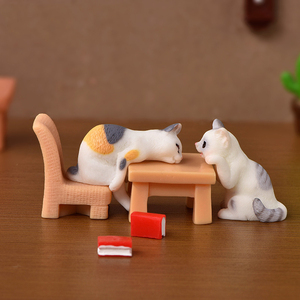 Figurines en résine de chat de dessin animé simulé, miniatures, breloques animales, ornements pour décorations de paysage, accessoires de bricolage - Product Image 5