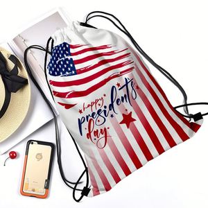 Independence Day Polyester Drawstring Backpack Hot-Selling Sportpack for Holidays Knapsac Patriotism