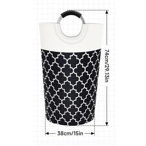 Household Clothes Storage Organizer Laundry Hamper Folding Laundry <b>Basket</b> with Aluminum Ring Handle - Product Image 6