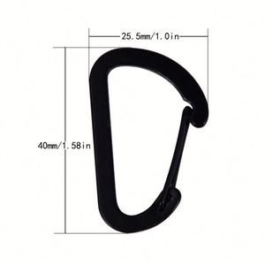 Mousqueton en alliage d'aluminium en forme de D, mini, léger, portable, noir mat, avec logo gravé sur mesure, à ressort, pour - Product Image 2