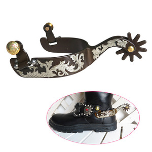 Phong cách phương Tây cao bồi khởi động spurs ngựa spurs cưỡi yên ngựa bánh thép không gỉ nam - Product Image 3