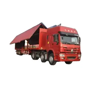 Wosheng hot sell 3 axle 30/40tons Red Logistics Wing Van semi trailer Wing Open Van Wall Semi Trailer