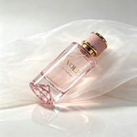 Flacon de parfum de luxe le plus vendu, flacon de parfum vide en verre rose de 50 ml, flacon de parfum rond de 100 ml, flacon de parfum de 30 ml avec emballage