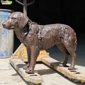 YOUFINE Özel Yapım Gerçek Boyutta Ev Bahçesi Dekoratif Metal Bronz Golden Retriever Köpek Heykeli - Product Image 5