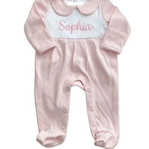 Traje <span class=keywords><strong>personalizado</strong></span> para bebé, Pelele de algodón orgánico para bebé, manga larga, cuello redondo, <span class=keywords><strong>pijama</strong></span> para bebé en casa - Product Image 1