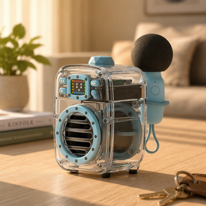 Haut-parleur de karaoké transparent, mini lecteur audio sans fil portable avec microphone, écran LED pour la chambre, la voiture, les voyages - Product Image 6