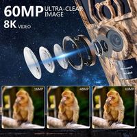 Новая 8K WiFi камера для охоты 60 МП с поддержкой приложения, водонепроницаемая, для наблюдения за животными на открытом воздухе, с CMOS-сенсором и 2,0-дюймовым экраном