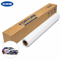 Rouleau de film adhésif PVC blanc brillant vierge, prêt à l'emploi, imprimable jet d'encre éco-solvant, pour graphiques de flotte de véhicules DIY