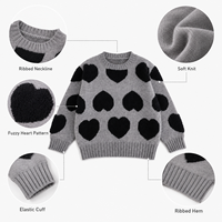 Pull en tricot pour filles style coréen 2026, motif cœur mignon, pull doux décontracté pour enfants, hauts de boutique tendance automne-hiver