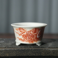 Pot à Bonsaï en Céramique Glacée Rond de 10*5 cm pour la Maison, Style Classique/Moderne