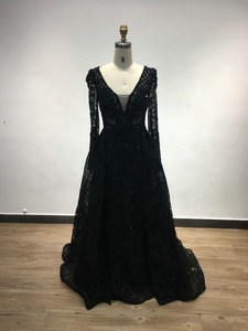 DKN108 <span class=keywords><strong>robe</strong></span> <span class=keywords><strong>de</strong></span> mère <span class=keywords><strong>de</strong></span> mariée élégante manches longues col en v organza dentelle perles grande taille musulman fête formelle robes d'invité <span class=keywords><strong>de</strong></span> mariage - Product Image 3