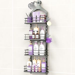 4 Tier Height-Adjustable <strong>Shower</strong> Caddy Hanging Anti-Swing-Over the <strong>Shower</strong> Household Punch-free Organize Wall <strong>Storage</strong> <strong>Shower</strong> - Product Image 4