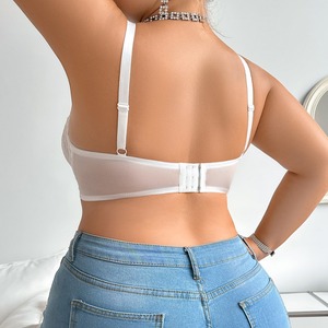 Sujetador con aros de malla fina y encaje hueco para mujer, <span class=keywords><strong>talla</strong></span> <span class=keywords><strong>grande</strong></span>, con copas que realzan el busto, para comercio transfronterizo. - Product Image 4