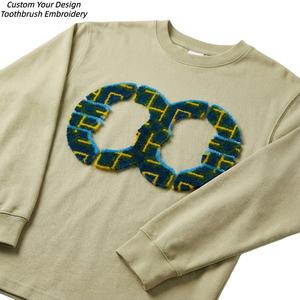 เสื้อยืดสตรีทแวร์สไตล์ฮิปฮอป คอกลม ผ้าคอตตอน 100% หนานุ่ม รุ่น TKAN804D ปักลายแปรงสีฟัน ทรงบ็อกซี่ สำหรับผู้ชาย - Product Image 1