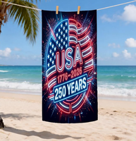 Serviettes de plage personnalisées en gros pour le 250e anniversaire des États-Unis, thème patriotique, anti-sable, en microfibre