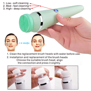 Precio de fábrica 4 en 1 eléctrico Sonic cara y nariz blanqueamiento Spa Kit impermeable silicona cepillo de limpieza exfoliante masaje belleza - Product Image 6