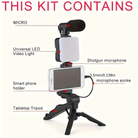 Trépied de diffusion en direct pour ordinateur de bureau, 49 LED, microphone, support de téléphone, perche à selfie, kit de support de téléphone – Vente chaude