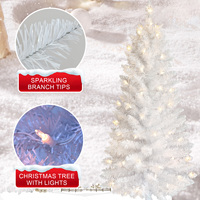 Sapin de Noël artificiel blanc de 90 cm (3 pieds) avec 88 pointes et lumières UL pour la maison et le bureau - Vente en gros pour le Nouvel An