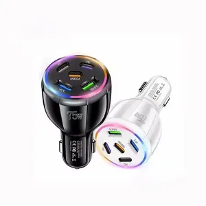 อะแดปเตอร์ชาร์จในรถยนต์ 5 พอร์ต 75W รองรับ PD 30W ชาร์จเร็ว พร้อมไฟ RGB 3 พอร์ต Type C และ 2 พอร์ต USB A ปลอดภัยสำหรับ iPhone 17 16 Pro - Product Image 6