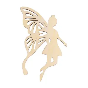 6pcs Poplar Wood Chip Blank Butterfly Fairy Shaped for DIY Decorative Crafts Angel Theme