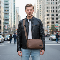 Sac bandoulière vintage multifonctionnel pour homme, idéal pour le quotidien, l'école, le bureau, les voyages et les activités de plein air, avec fermeture éclair, portable