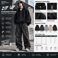 Sweat à capuche zippé vintage personnalisable pour homme, coupe lourde, délavé à l'acide, faible MOQ, vente en gros