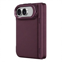 Coque de protection magnétique pour iPhone 18 Fold en PC, tissu et cuir, antichoc, avec support métallique pour objectif et protection de charnière
