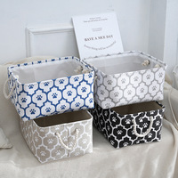 Paniers de rangement rectangulaires en coton biologique Poignées en tissu en toile Design neutre Jouets pour enfants Linge pour bébé Pliable Desktop Living