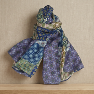 Elegant Dual Layer Silk Scarf Lightweight Geometric Digital Printed Long Women's Autumn Fashion Shawl Versatile Wrap - Product Image 2