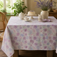 Tissu imprimé floral Dahlia Hydrangea violet, 100% coton lin, tissu écologique pour nappe, linge de table, textile de maison