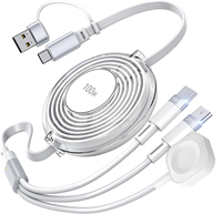 Kabel Data Tahan Lama 3 in 1 USB PD 100W Kabel Pengisian Cepat Universal Multi Fungsi untuk Ponsel/Type-C/Android