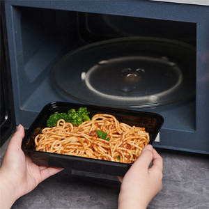 Contenedor de comida de plástico desechable <span class=keywords><strong>rectangular</strong></span> negro de 30oz, fiambrera de comida para microondas - Product Image 3