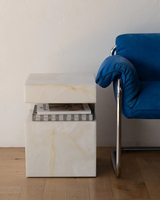 Table d'appoint de luxe en pierre blanche Table d'appoint de lit en onyx blanc