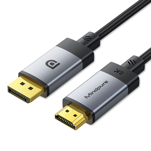 Cable Mindpure 8K a 2.1, 32.4Gbps, Revestimiento <span class=keywords><strong>de</strong></span> PVC Chapado en Oro, Carcasa <span class=keywords><strong>de</strong></span> Aleación <span class=keywords><strong>de</strong></span> Aluminio, <span class=keywords><strong>para</strong></span> Monitor <span class=keywords><strong>de</strong></span> PC <span class=keywords><strong>y</strong></span> Laptop - Product Image 1