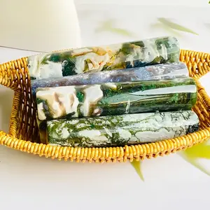 Nueva llegada Natural cristal musgo ágata torre cilíndrica varita pulida piedra curativa espiritual para Decoración - Product Image 3
